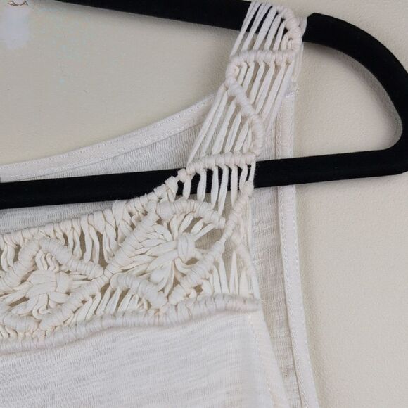 Ralph Lauren Cream Cotton Slub Crocheted Macrame Women's Camisole Top Size M - Picture 3 of 10